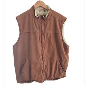 Canyon Guide Cotton Canvas Sherpa Lined Outdoor Workwear Barn Vest Sz XL